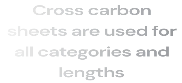 Cross carbon sheets are used for all categories and lengths